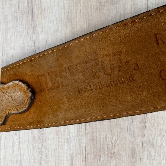 Vintage Resistol RI20130GN Bull Calf Leather Belt Solid Brass Buckle Brown 38 - Picture 10 of 10